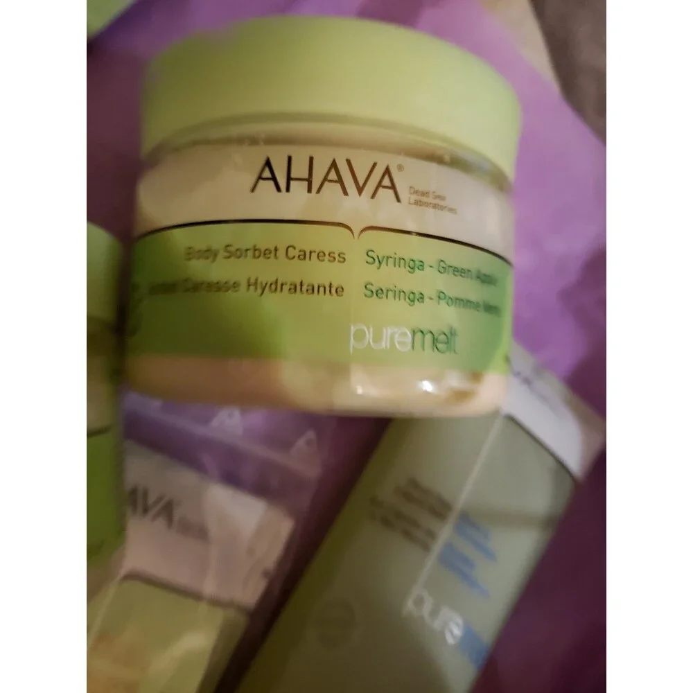 Lot of 3 AHAVA Dead Sea Liquid Salt, Body Sorbet Cream, & Stress Melt Body Salt